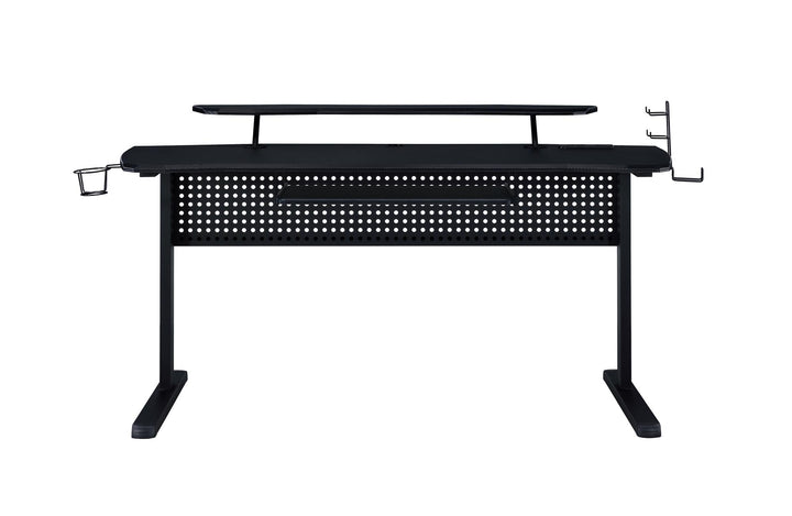 Vildre Gaming Table with USB Port and Pull-Out Keyboard Tray - Black