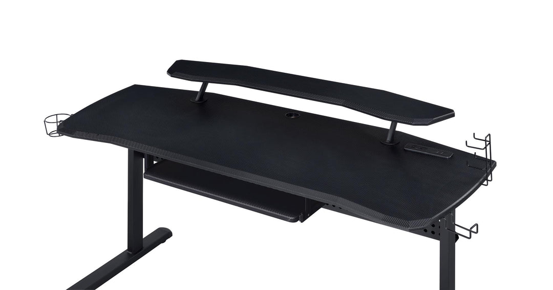 Perfect Gaming Table with USB Port and Pull-Out Keyboard Tray - Black