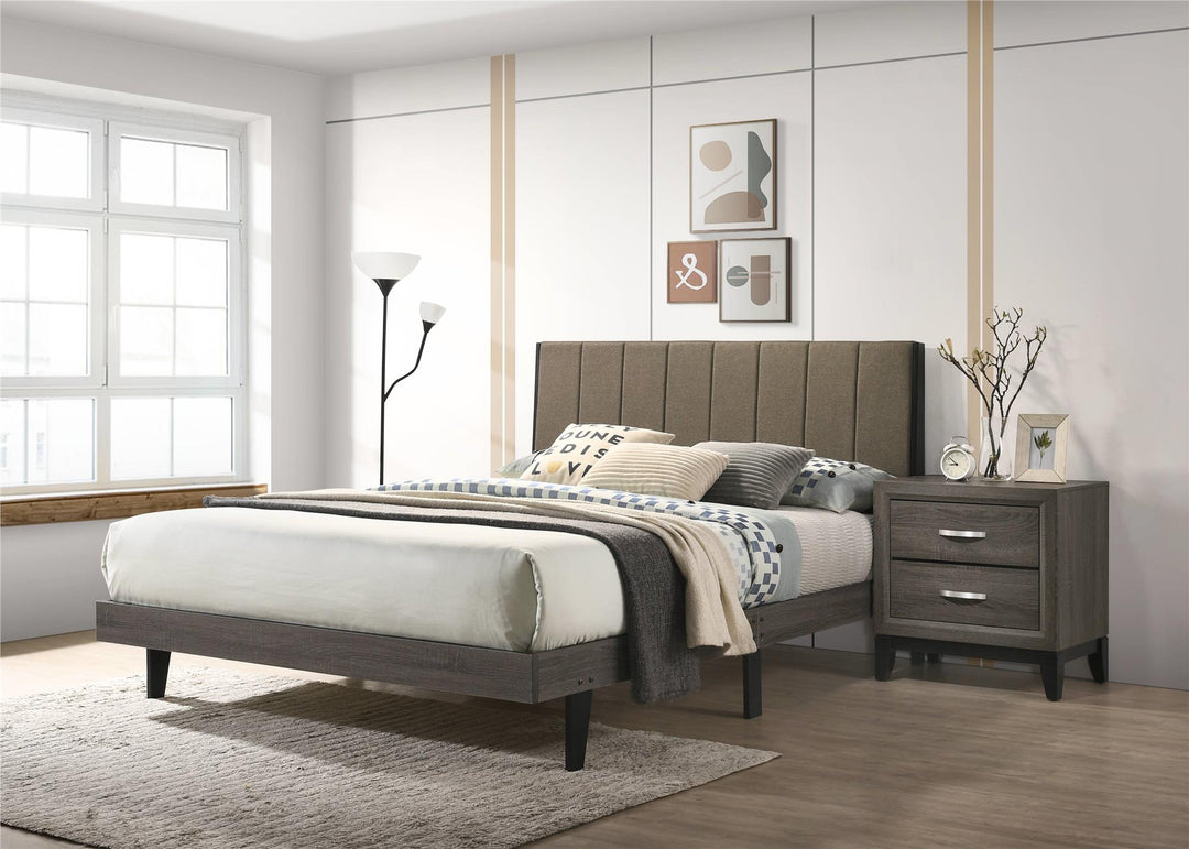 2 Drawers contemporary nightstand - Weathered Ash