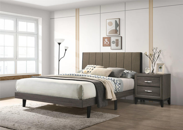 2 Drawers contemporary nightstand - Weathered Ash