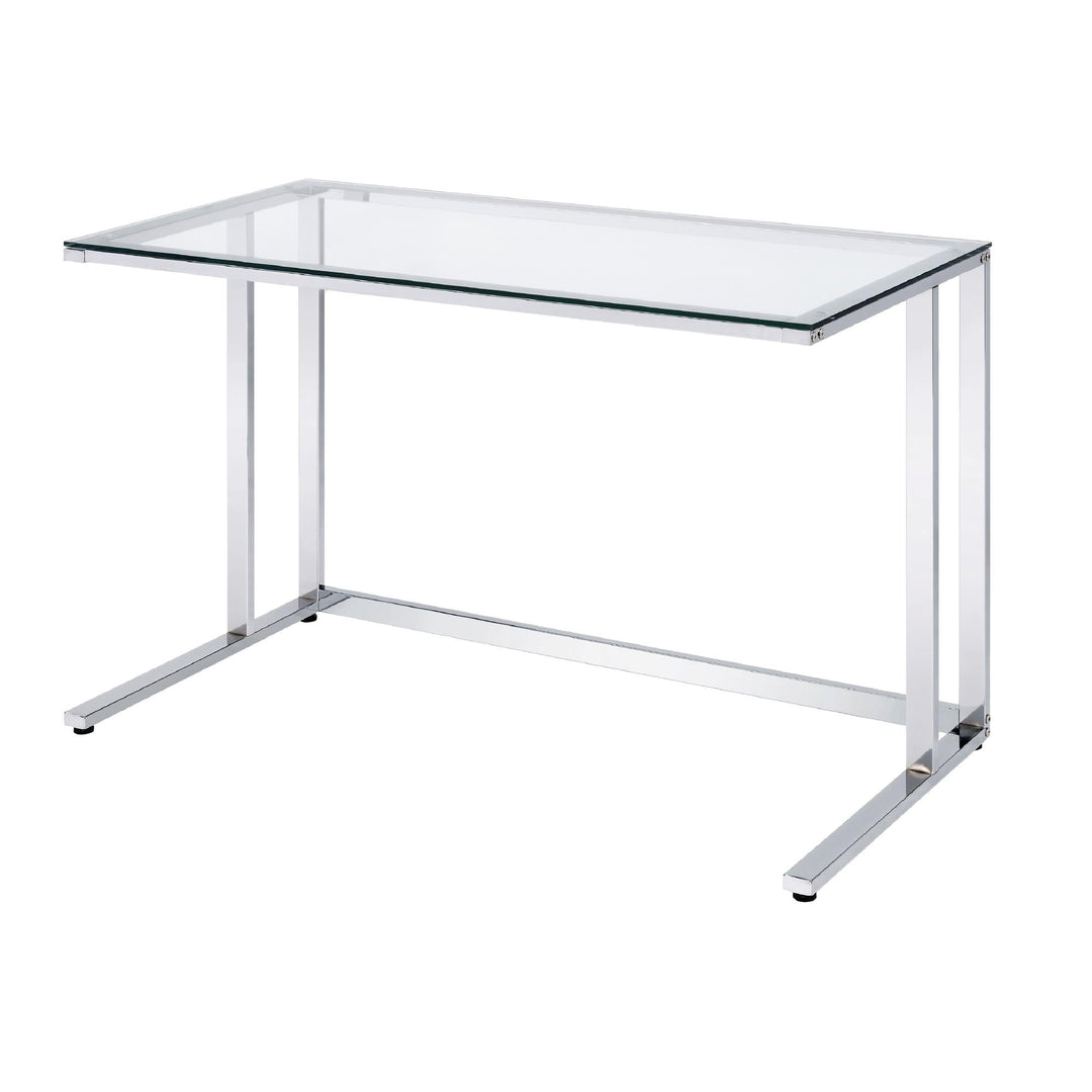 clear glass top writing desk - Chrome