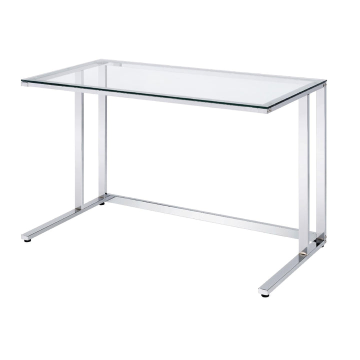clear glass top writing desk - Chrome
