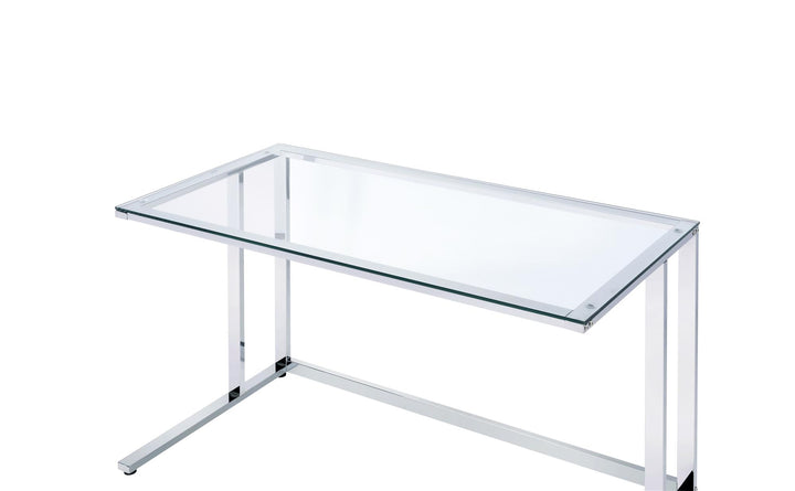 Tempered Glass Table Top writing desk - Chrome