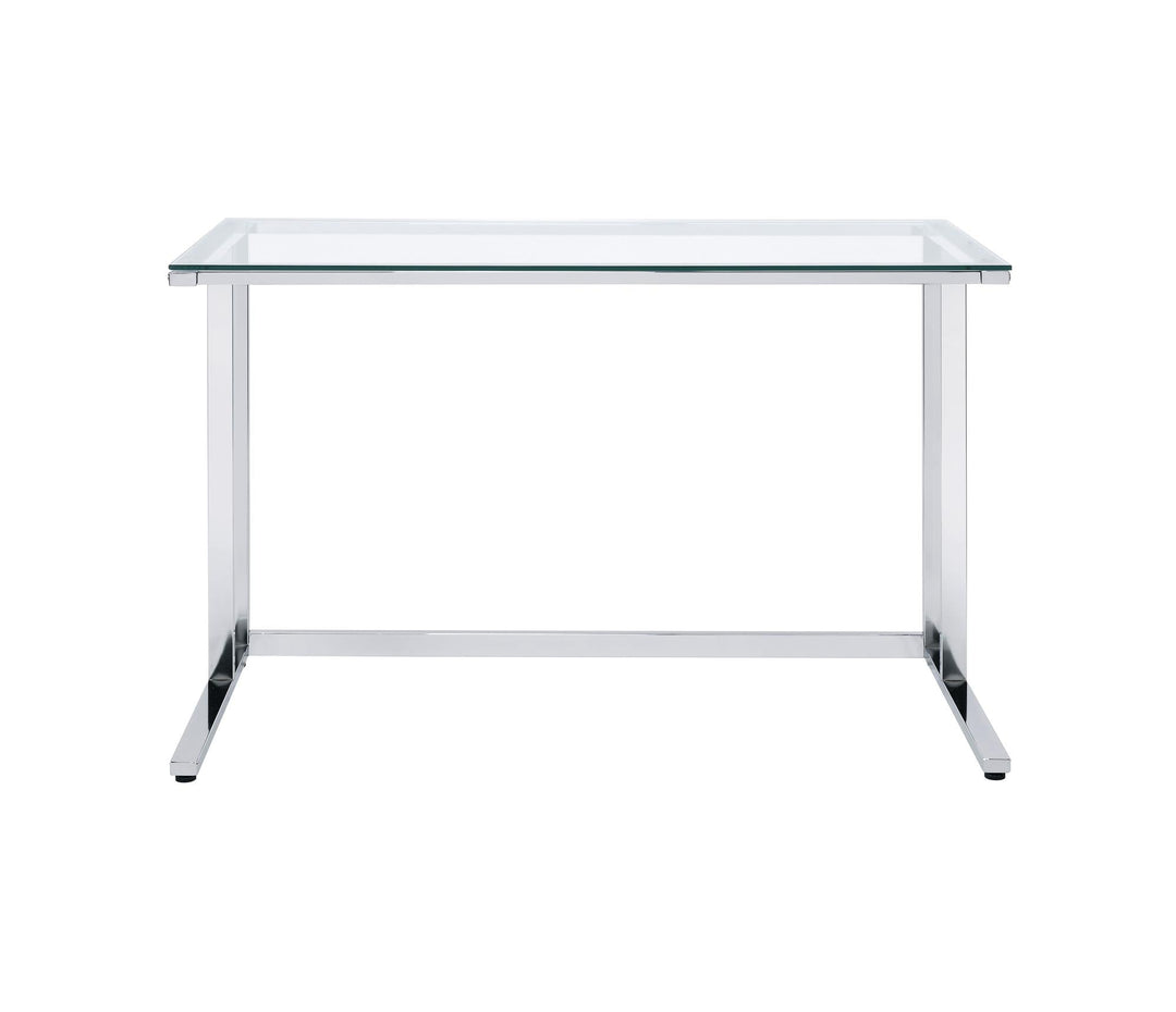Tyrese Rectangular Glass Writing Desk - Chrome