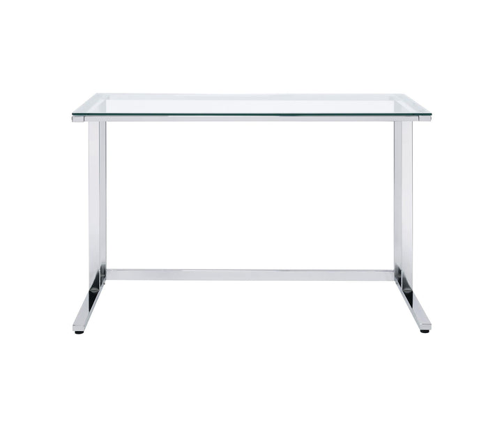 Tyrese Rectangular Glass Writing Desk - Chrome