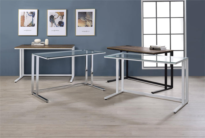 Rectangular Glass top Writing Desk - Chrome