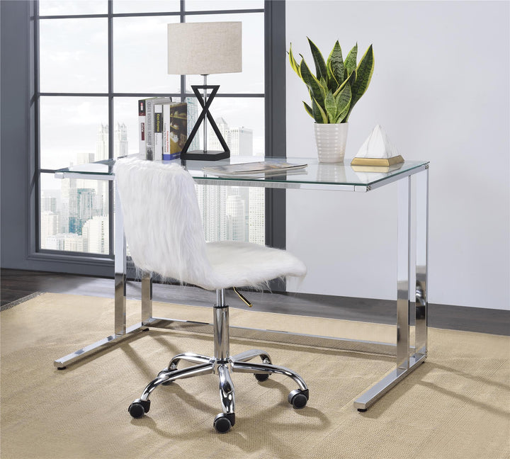 Glass top writing desk - Chrome