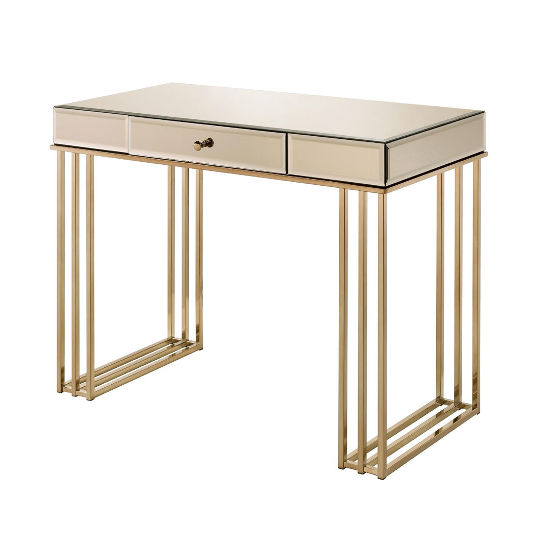 Metal Base Office Desk with Drawers - Champagne Gold