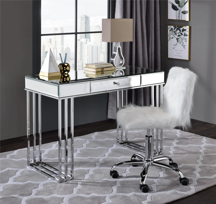 1 Drawer Writing Desk with Steel Base - Chrome