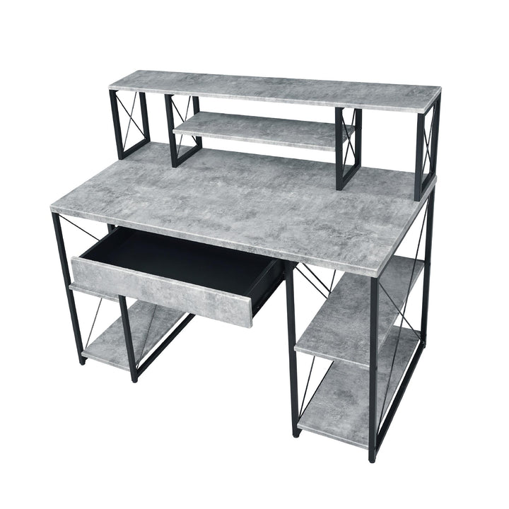 Recording Studio Workstation with Drawer - Concrete Gray