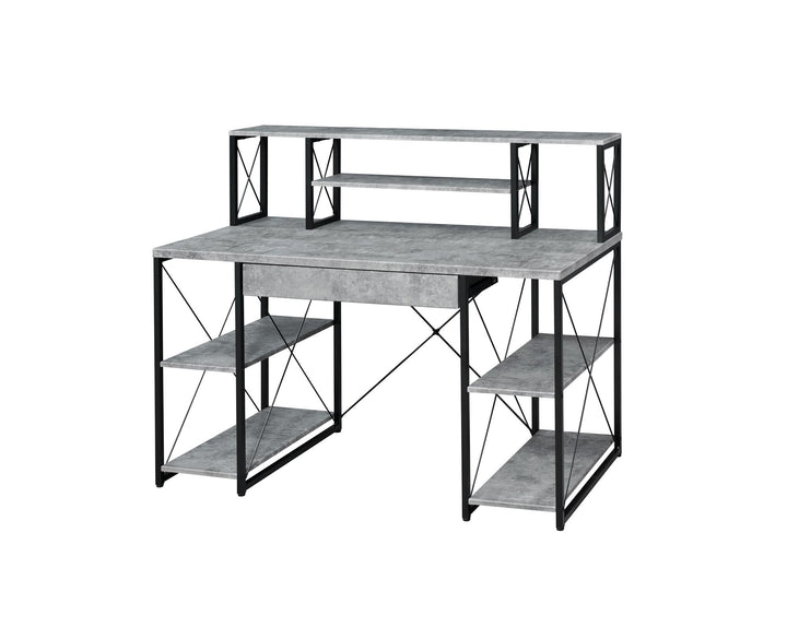 Music Production Desk with Open Storage - Concrete Gray