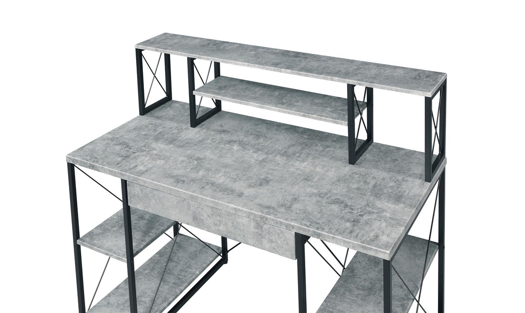 Studio Desk with Shelves and Drawer - Concrete Gray
