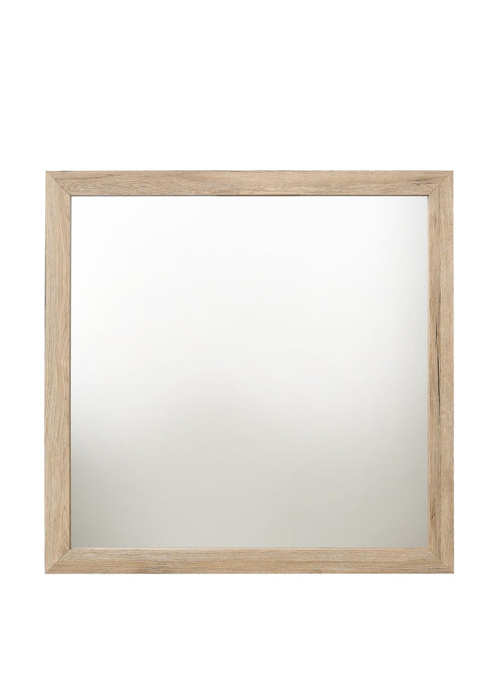 Miquell Wood Framed Square Mirror  -  Natural