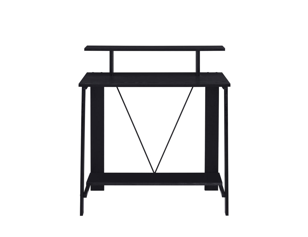 Writing Desk with Metal V Design - Black