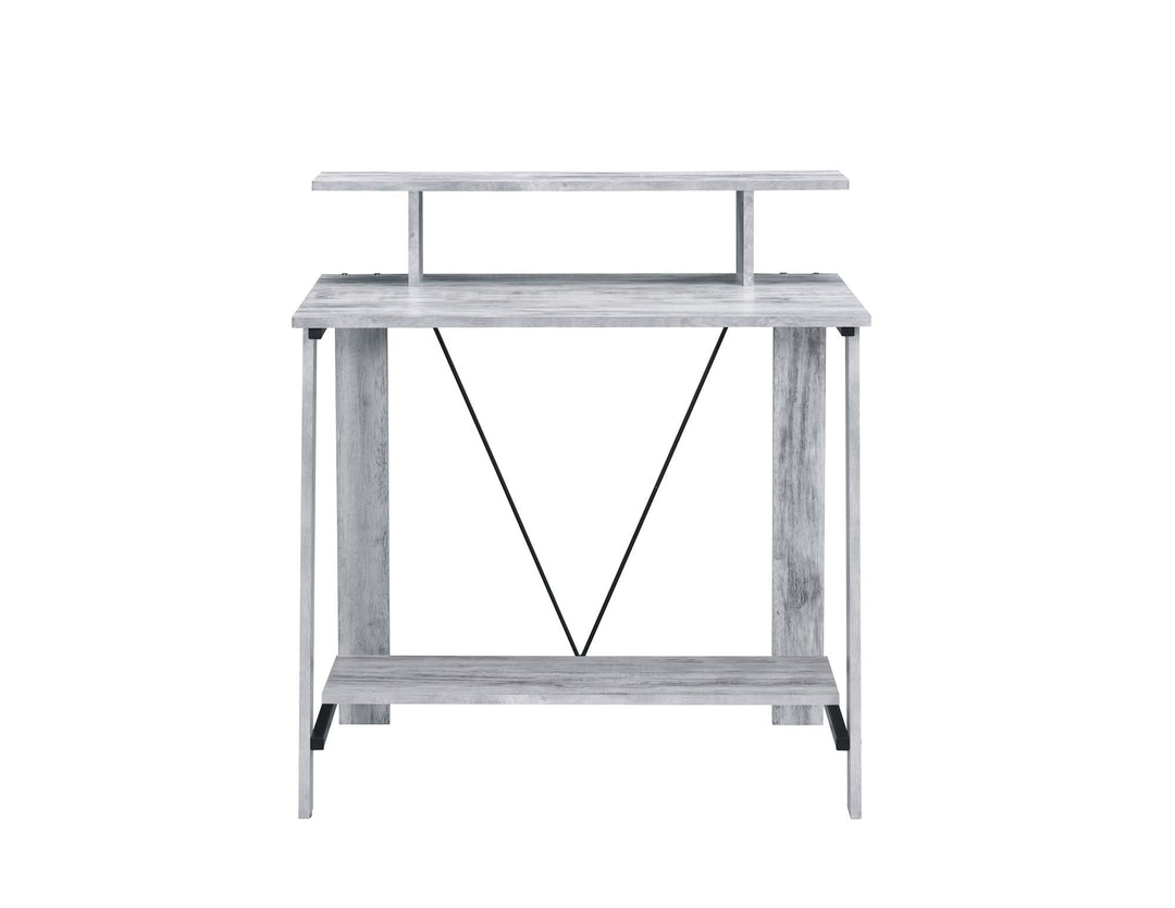 Metal V Backed Office Desk - Antique White