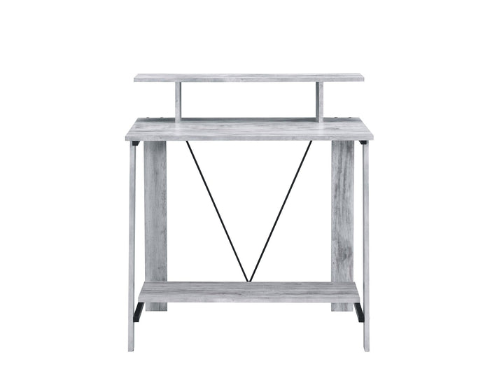 Metal V Backed Office Desk - Antique White