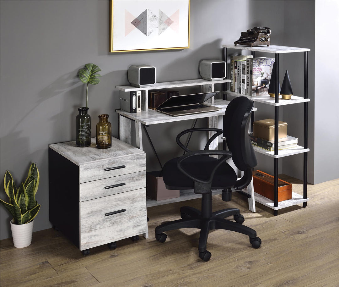 Writing Table with V-Shaped Metal Back - Antique White