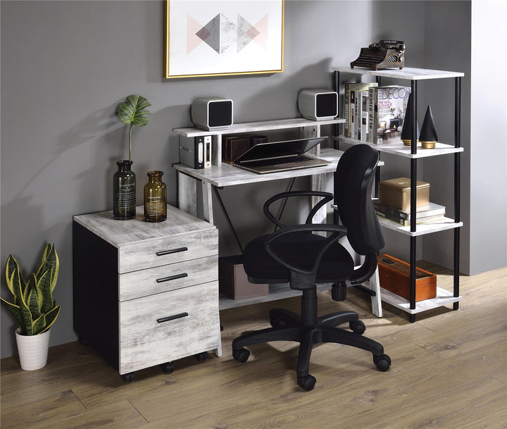 Writing Table with V-Shaped Metal Back - Antique White