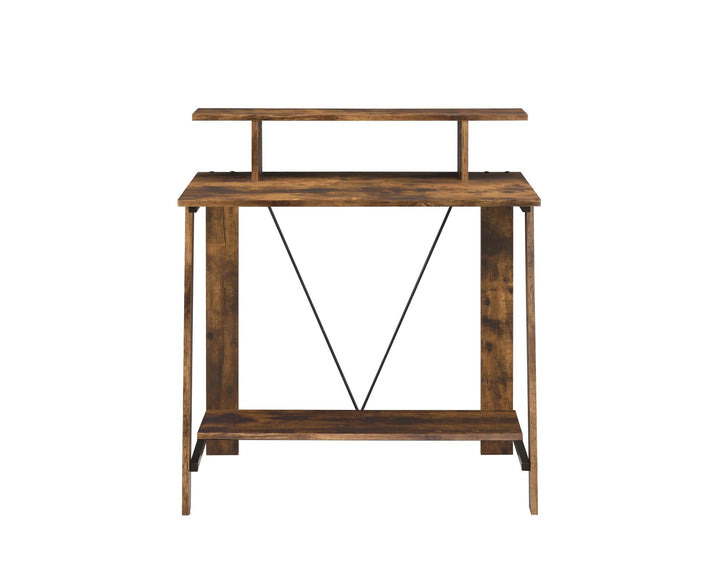Writing Desk with Metal V Backing - Weathered Oak