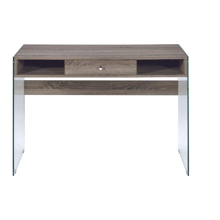 Armon Desk with Middle Drawer and Side Open Spaces - Gray Oak