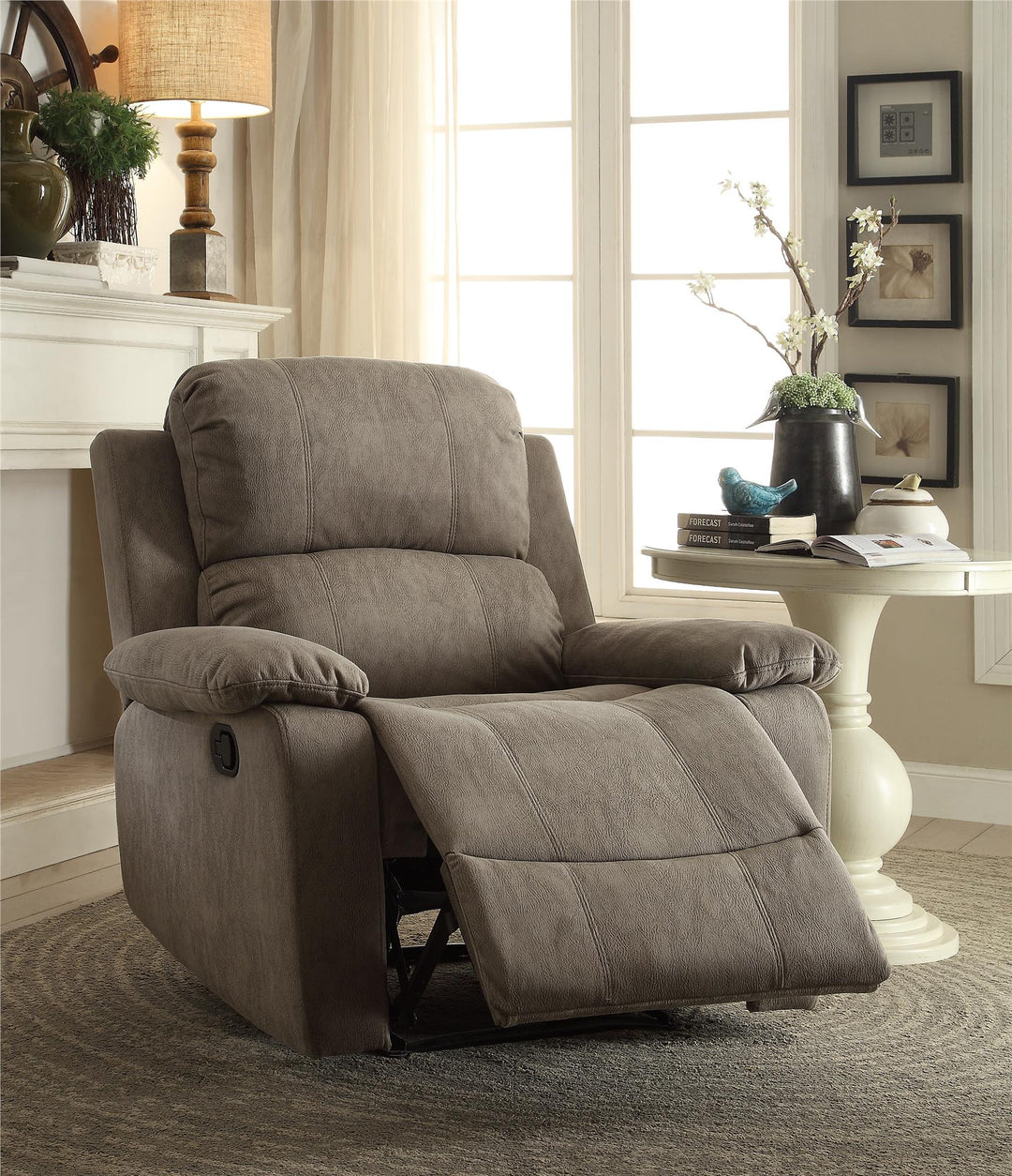 Motion Recliner with Memory Foam Headrest - Gray