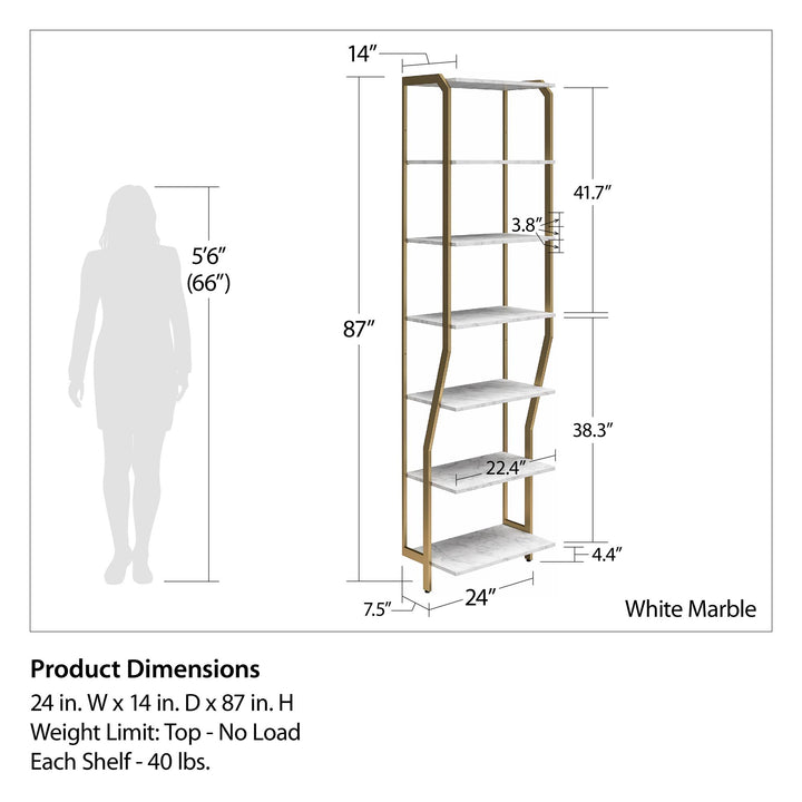 Gwyneth Closet 4 Piece Bundle-Shelves, Vanity, Hanging Rods & Drawers - White marble