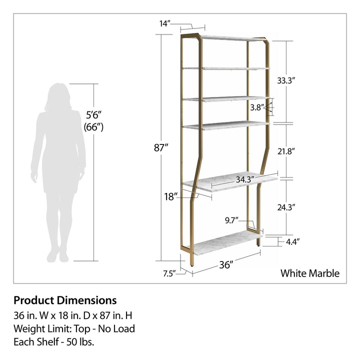 Gwyneth Closet 4 Piece Bundle-Shelves, Vanity, Hanging Rods & Drawers - White marble
