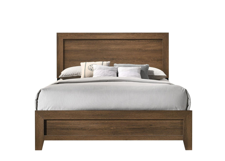 Platform Bed with Wooden Panels - Oak - King