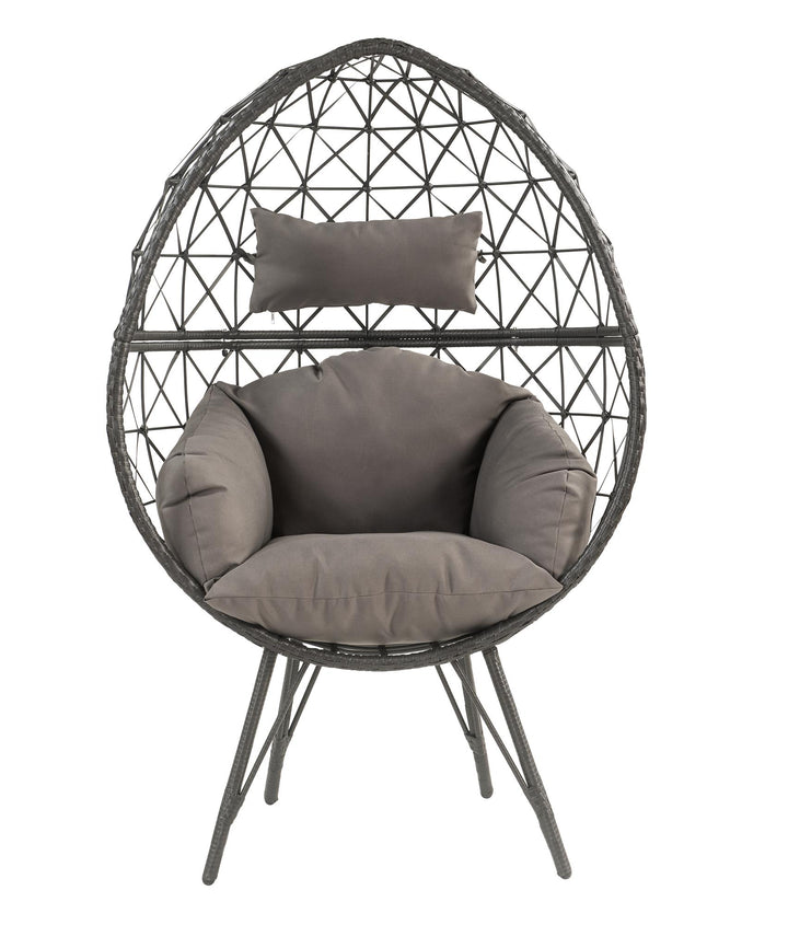 Aeven Patio Lounge Chair with Wicker Teardrop Shaped Frame - Light Gray