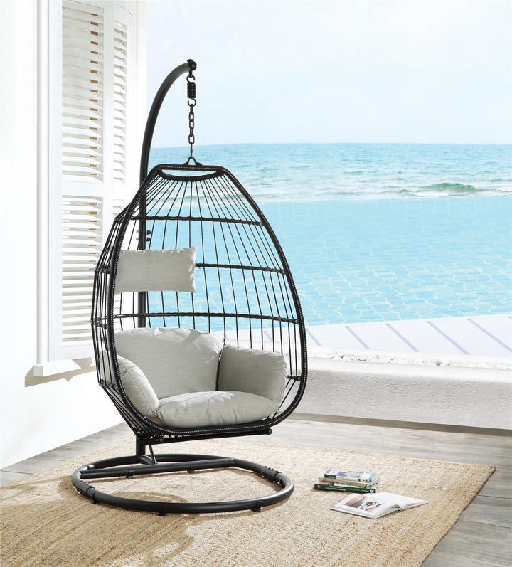 Patio Hanging Chair with Stand - Beige
