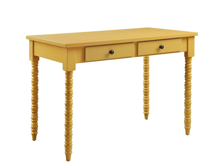 small rustic writing desk with 2 storage drawers - Yellow