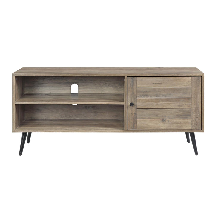 Baina II TV Stand with 1 Door Storage and 2 Open Compartments - Rustic Oak