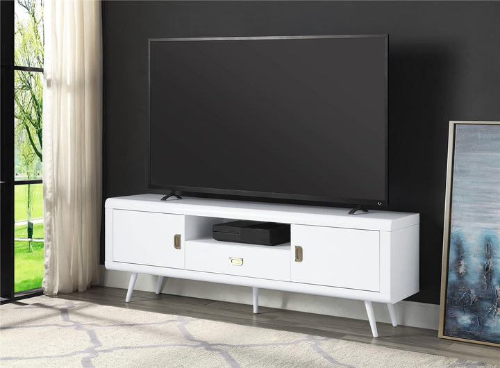 Modern High Gloss TV Stand with Storage - White