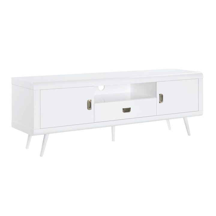 High Gloss TV Stand with Storage - White