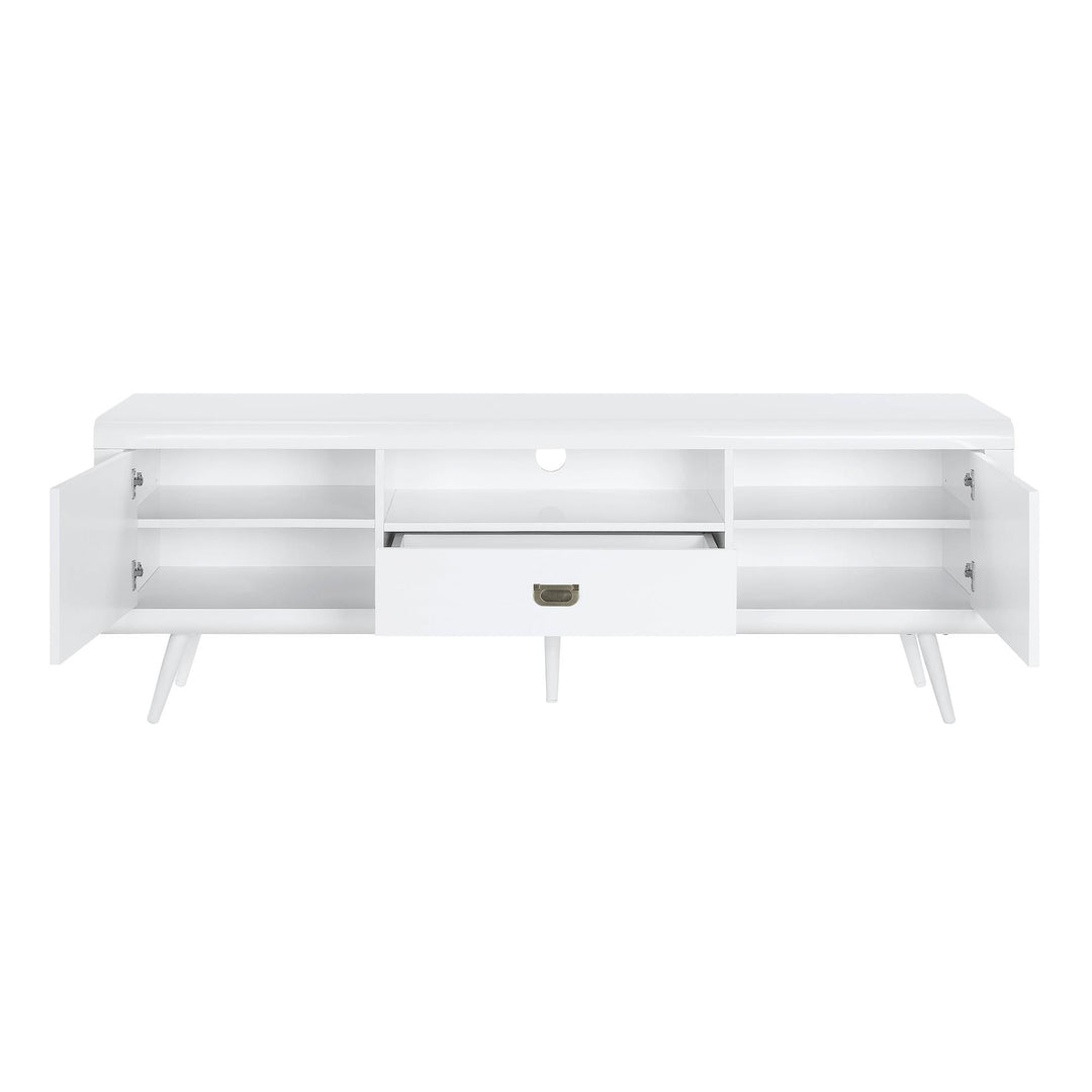 High Gloss TV Stand with 2 door Storage - White