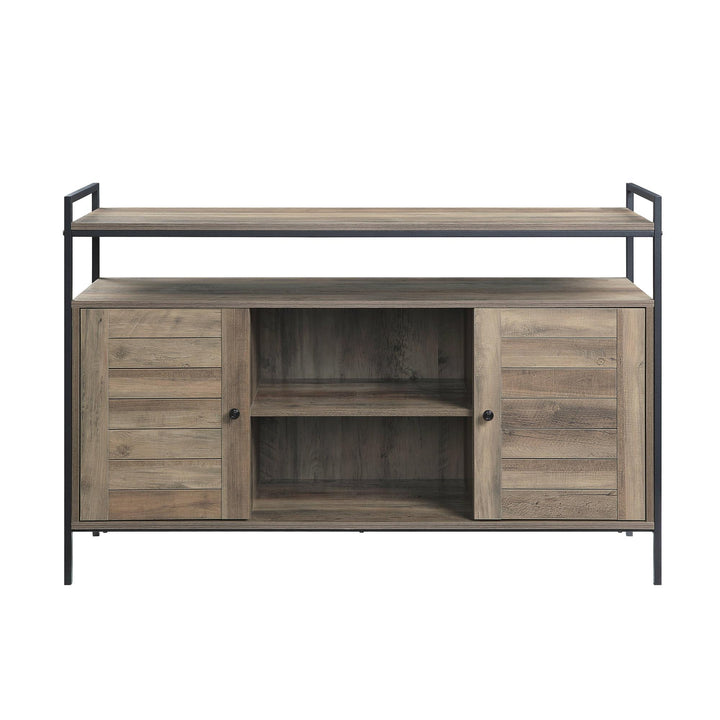 Baina TV Stand with 2 Door Storage and 4 Open Compartments - Rustic Oak