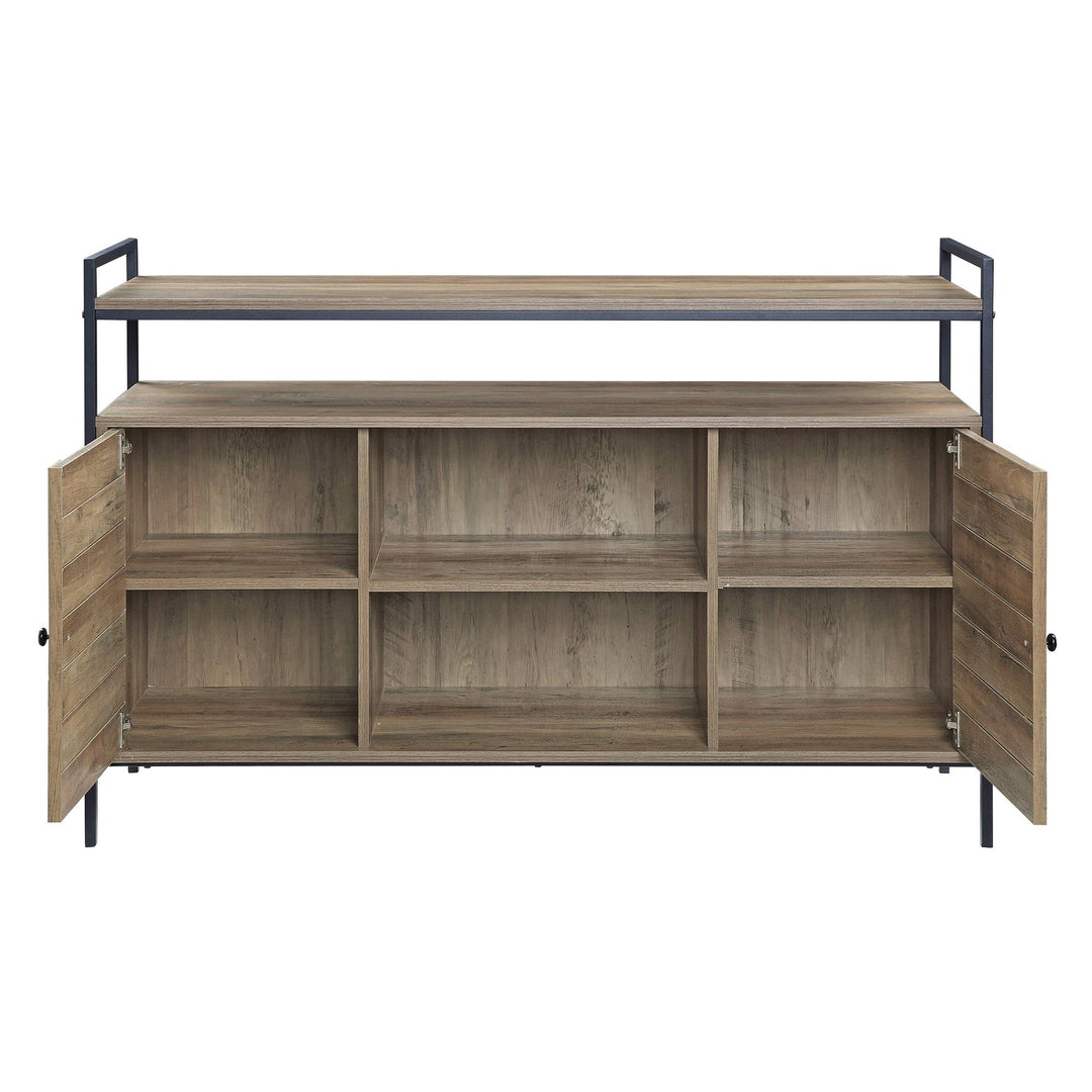 Modern style TV Stand with 2 Storage and 4 Open Compartments - Rustic Oak