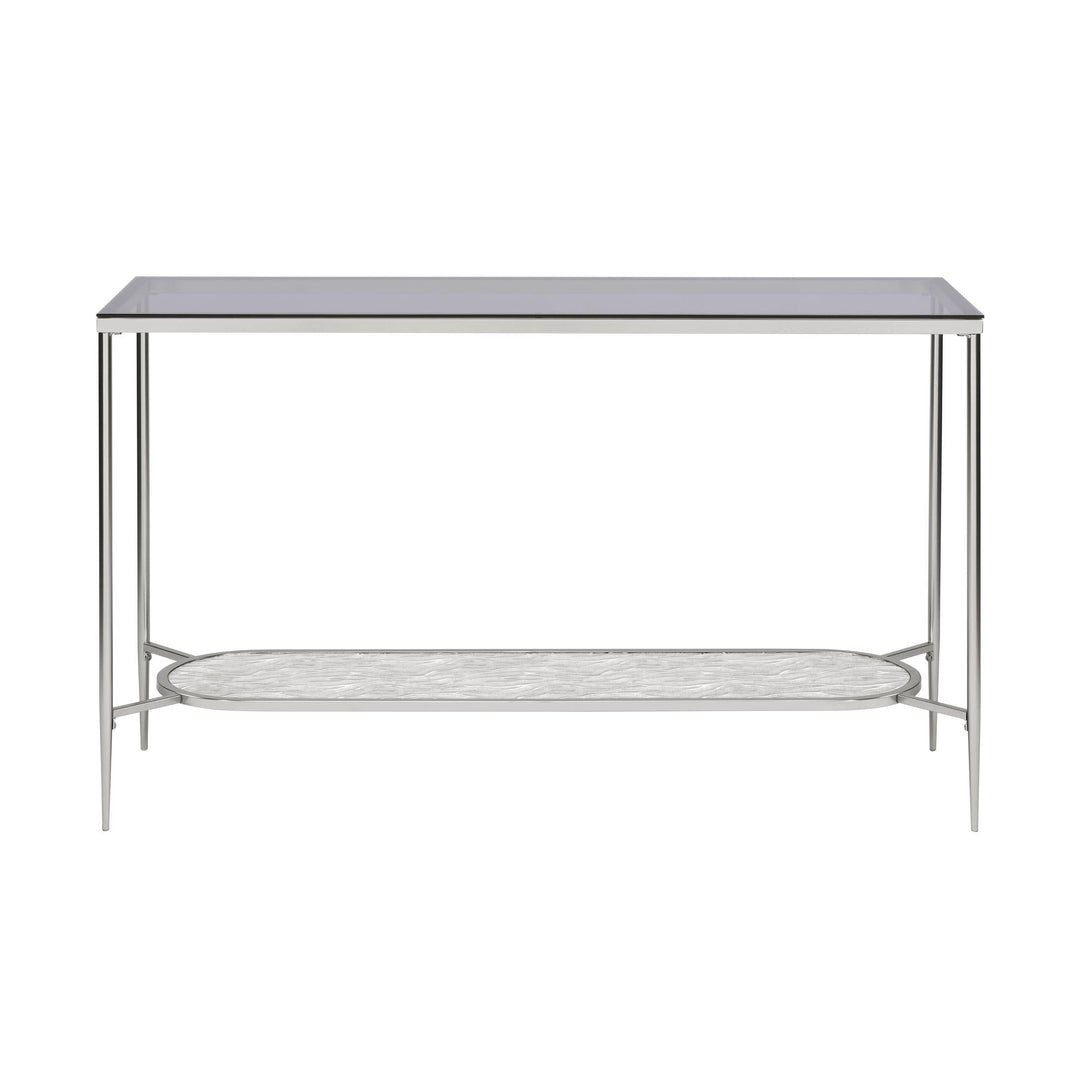 Adelrik Sofa Table with Rectangular Glass Top and Oval Shelf - Chrome