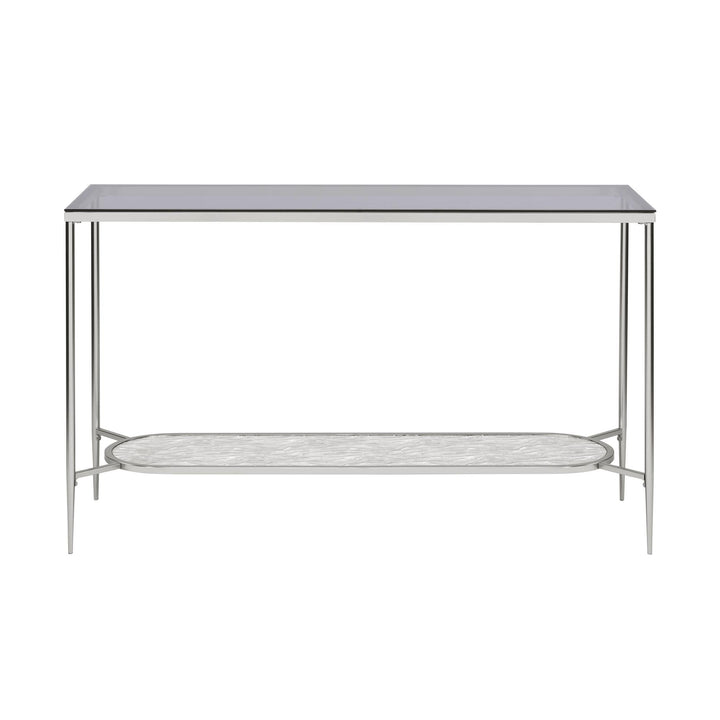 Adelrik Sofa Table with Rectangular Glass Top and Oval Shelf - Chrome