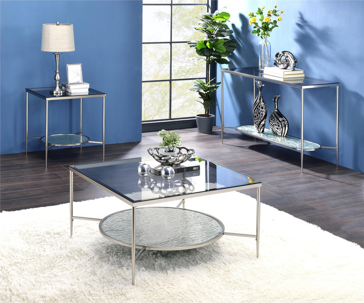 Tempered Glass Top Sofa Table - Chrome