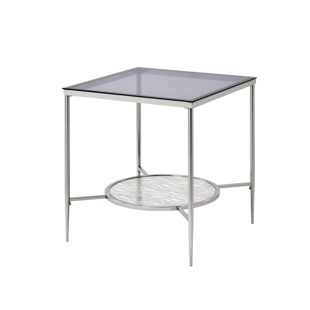 Square Top End Table with tapered legs - Chrome