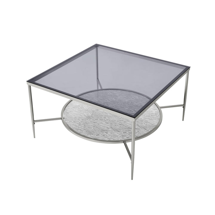 contemporary Square Glass Coffee Table - Chrome