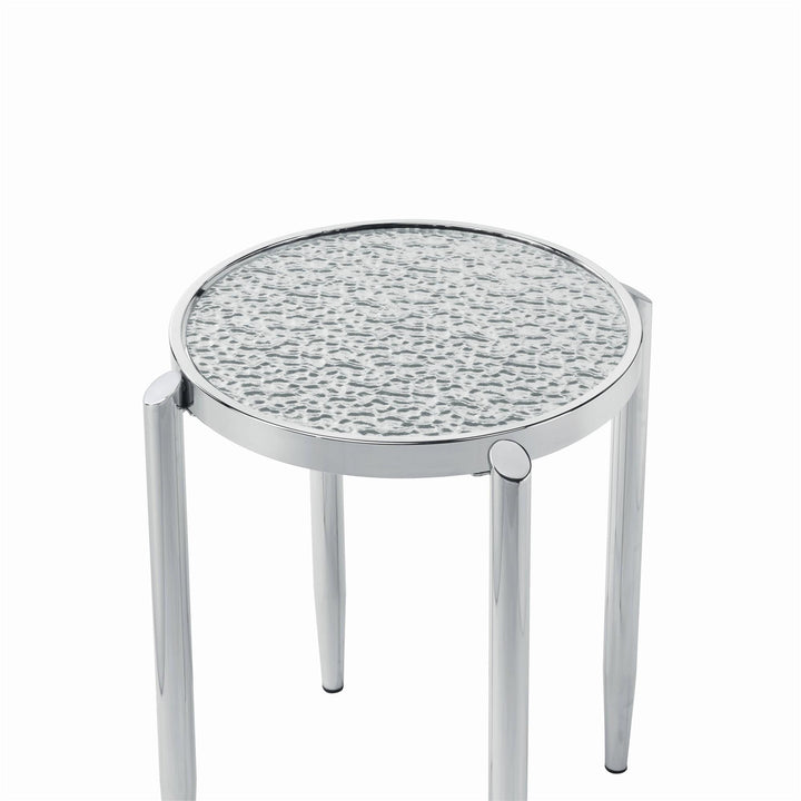 Twin Top round End Table - Chrome