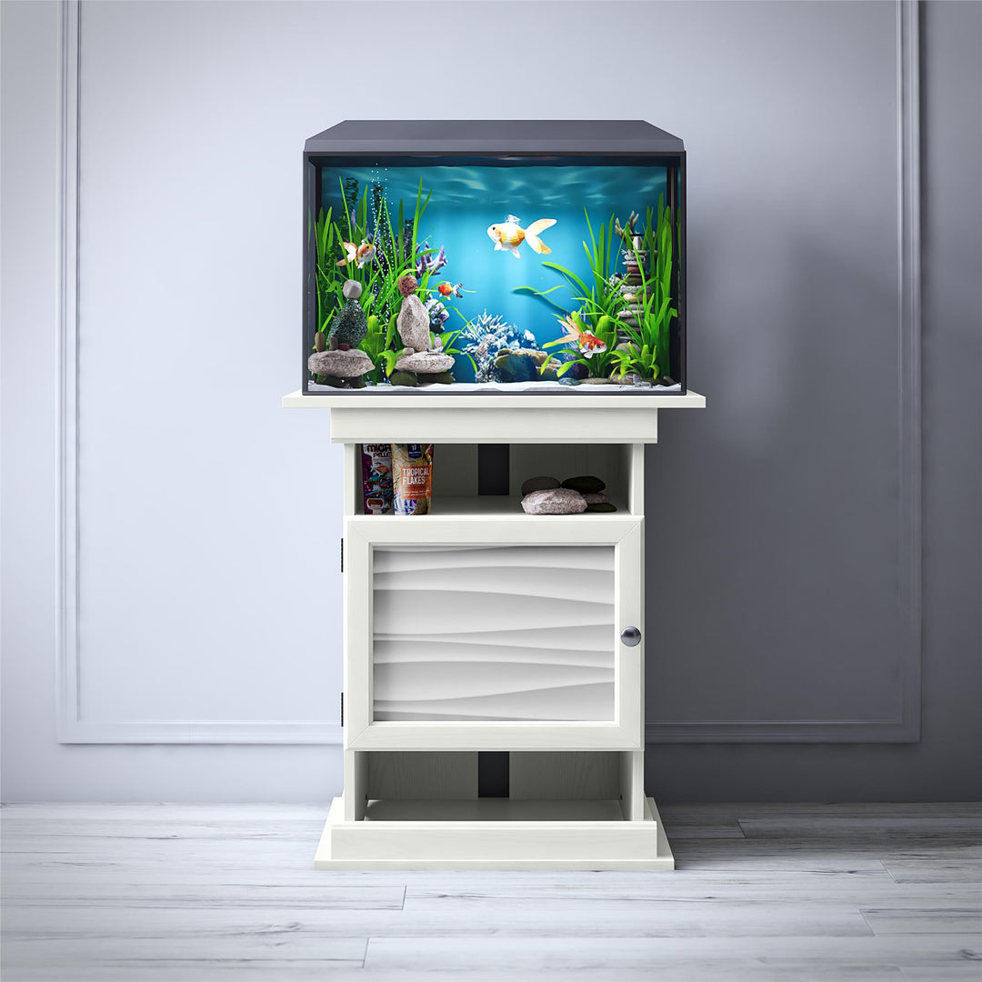 10/20 Gallon Aquarium Stand with Open and Concealed Storage - Ivory Oak Faux Wave