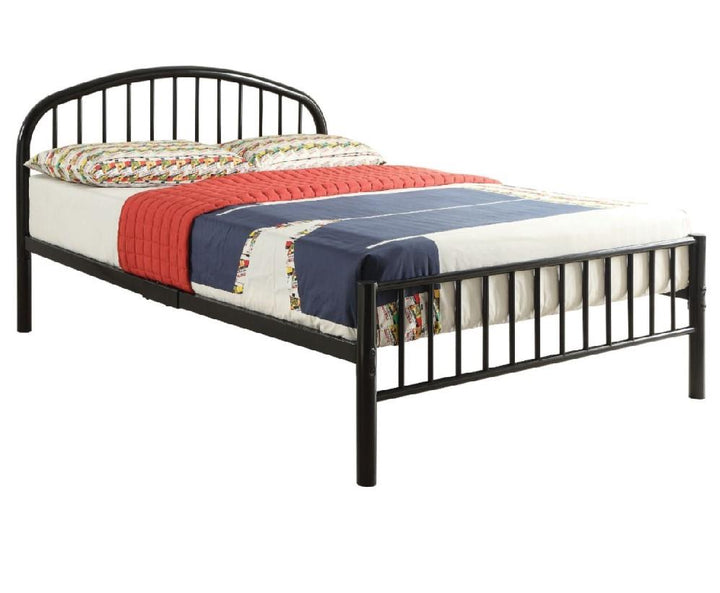 Metal Platform Bed with Slatted Headboard - Black - Twin