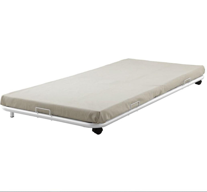 Twin Sized Metal Trundle with Caster Wheels - White