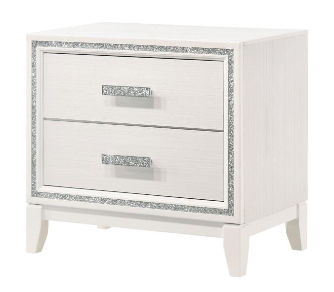 Nightstand with Twin Drawers for Small Spaces - White