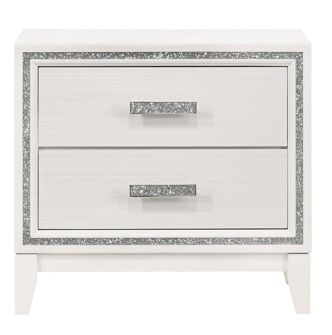 Night Table with Double Storage Drawers - White