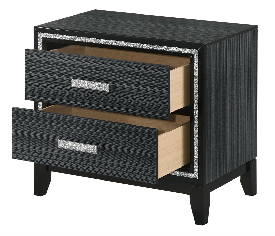 Nightstand with Storage Drawers - Black