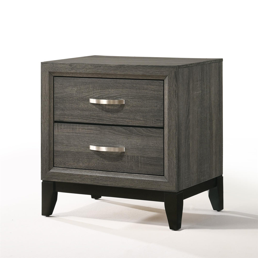 farmhouse Nightstand with 2 Drawers - Weathered Ash